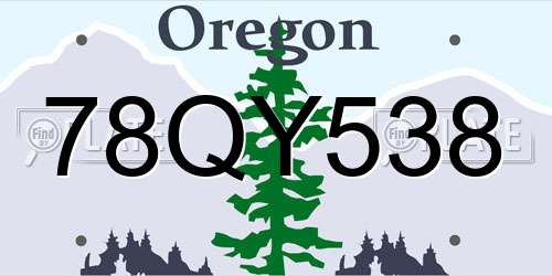 78QY538 Oregon License Plate