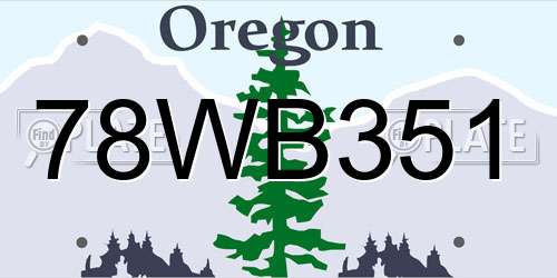 78WB351 Oregon License Plate