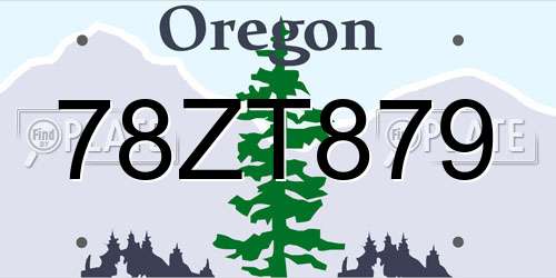 78ZT879 Oregon License Plate