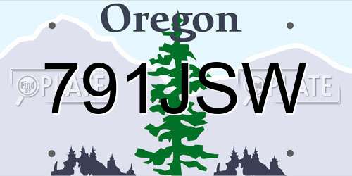 791JSW Oregon License Plate