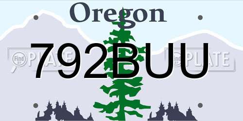 792BUU Oregon License Plate
