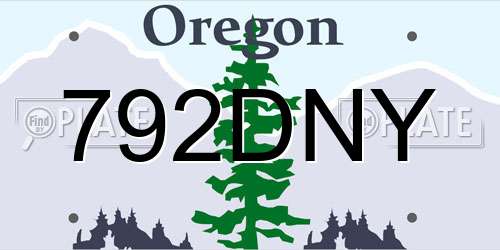 792DNY Oregon License Plate