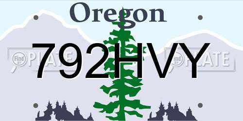 792HVY Oregon License Plate