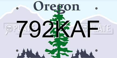 792KAF Oregon License Plate