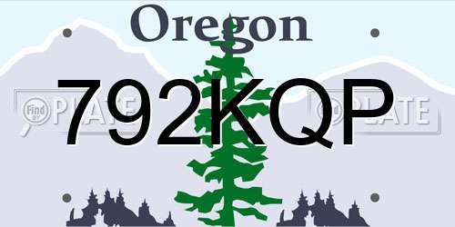 792KQP Oregon License Plate