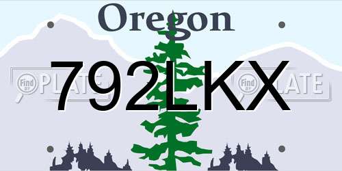 792LKX Oregon License Plate