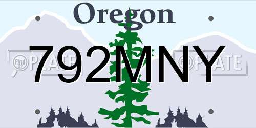 792MNY Oregon License Plate