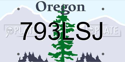 793LSJ Oregon License Plate