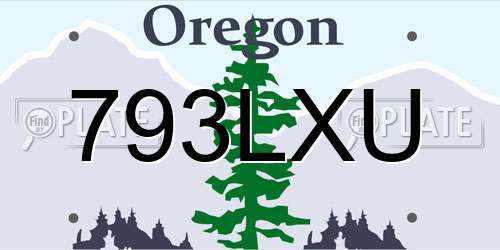 793LXU Oregon License Plate