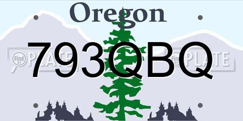 793QBQ Oregon License Plate