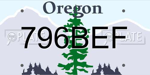 796BEF Oregon License Plate