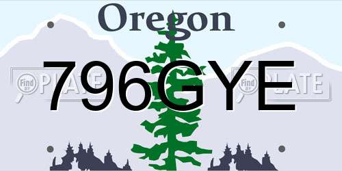 796GYE Oregon License Plate