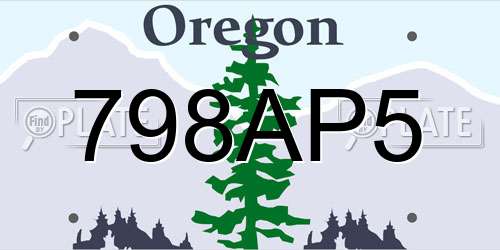 798AP5 Oregon License Plate