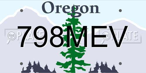 798MEV Oregon License Plate