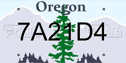 7A21D4 Oregon License Plate