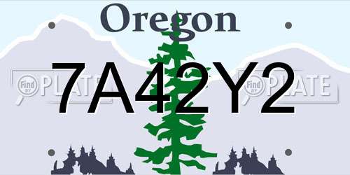 7A42Y2 Oregon License Plate