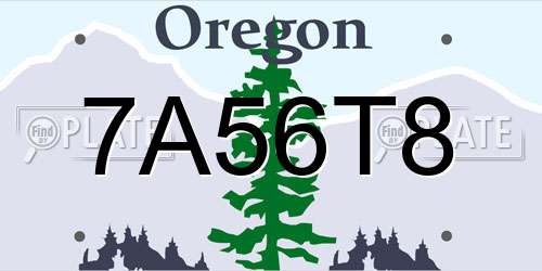 7A56T8 Oregon License Plate