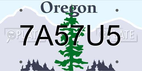 7A57U5 Oregon License Plate