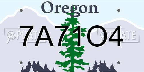 7A71O4 Oregon License Plate