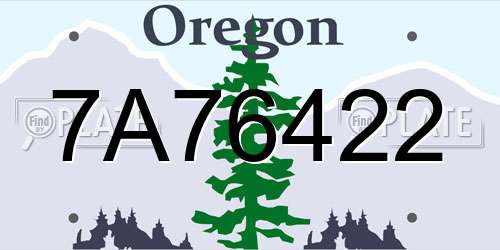 7A76422 Oregon License Plate