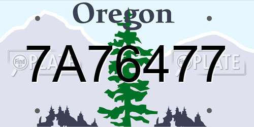 7A76477 Oregon License Plate