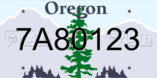 7A80123 Oregon License Plate