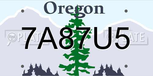 7A87U5 Oregon License Plate
