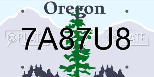 7A87U8 Oregon License Plate