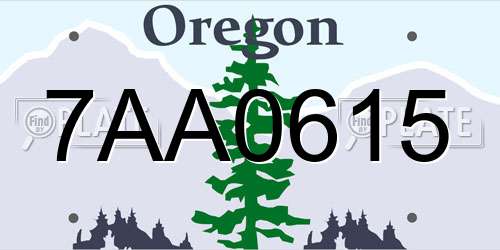 7AA0615 Oregon License Plate