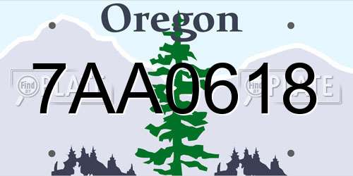7AA0618 Oregon License Plate