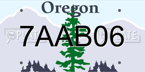 7AAB06 Oregon License Plate