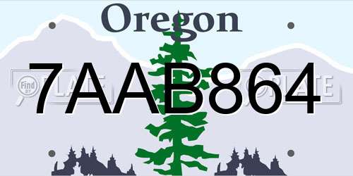 7AAB864 Oregon License Plate