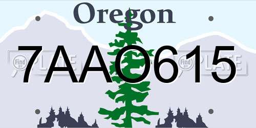 7AAO615 Oregon License Plate