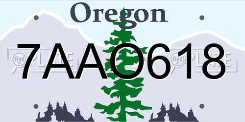 7AAO618 Oregon License Plate