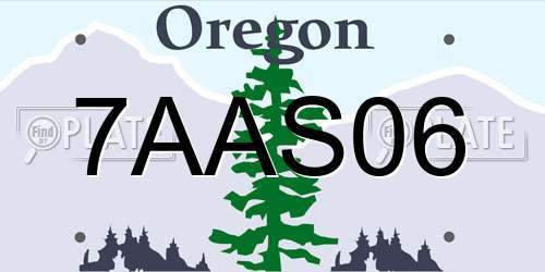 7AAS06 Oregon License Plate