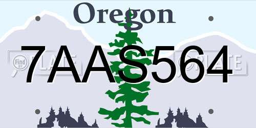 7AAS564 Oregon License Plate