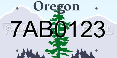 7AB0123 Oregon License Plate