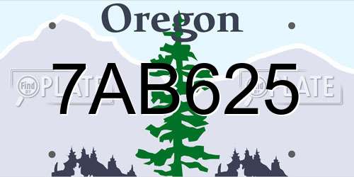 7AB625 Oregon License Plate