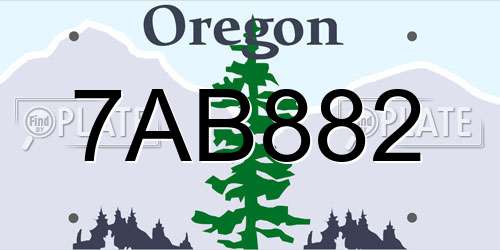 7AB882 Oregon License Plate