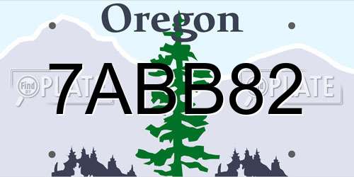 7ABB82 Oregon License Plate
