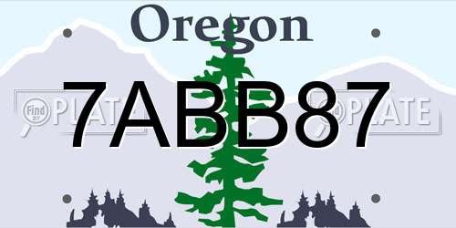 7ABB87 Oregon License Plate