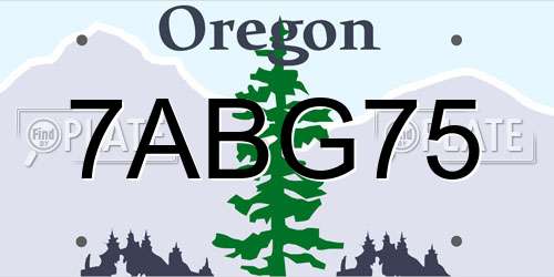 7ABG75 Oregon License Plate