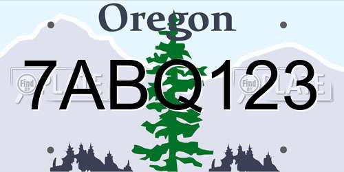 7ABQ123 Oregon License Plate