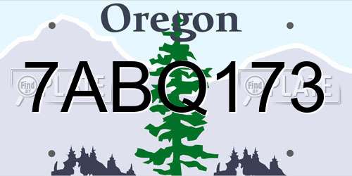 7ABQ173 Oregon License Plate