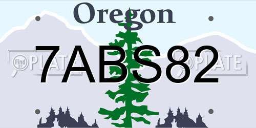 7ABS82 Oregon License Plate