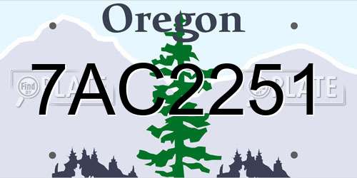 7AC2251 Oregon License Plate