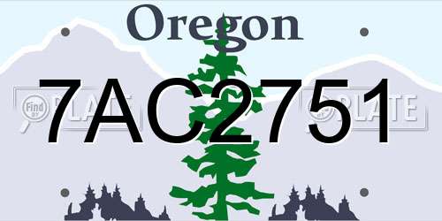 7AC2751 Oregon License Plate