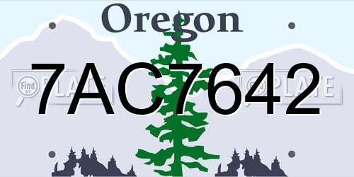 7AC7642 Oregon License Plate