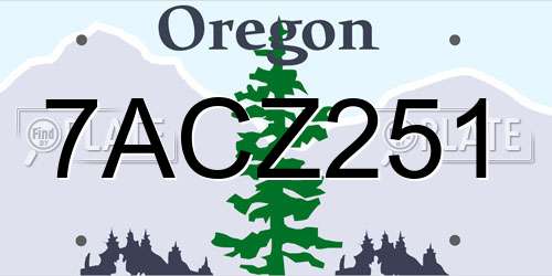 7ACZ251 Oregon License Plate