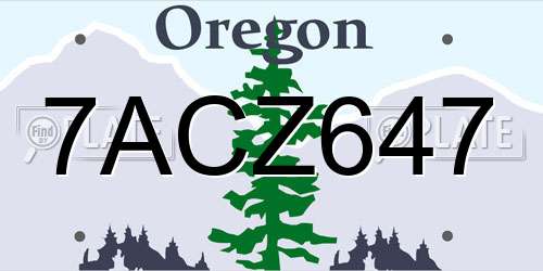 7ACZ647 Oregon License Plate